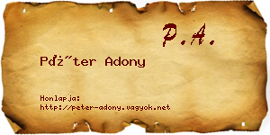 Péter Adony névjegykártya